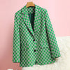 Spring Autumn Products Black Green Checkerboard Plaid Suit Jacket Women's Casual Trend Blazer
