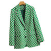 Spring Autumn Products Black Green Checkerboard Plaid Suit Jacket Women's Casual Trend Blazer