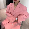 Spring Autumn Women Clothes Sweet Pink Blazers  Loose Sexy Suit Jacket Female Streetwear Outwear Abrigos