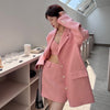 Spring Autumn Women Clothes Sweet Pink Blazers  Loose Sexy Suit Jacket Female Streetwear Outwear Abrigos
