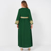 Spring Autumn Women's Green V-neck Lace Stitching Long Banquet Elegant Slim Flared Long sleeve Party Maxi Robes 4XL