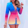 Spring Autumn Notched Colar Blazer For Women Coat  Zipper Casual Long Sleeve Jacket Office Lady Colorful Outerwear Cloth
