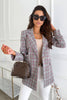 Spring Autumn Notched Collar Plaid Blazers Casual Pockets Long Sleeve Coat Female Outerwear 2023 Korean Loose Jackets