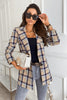 Spring Autumn Notched Collar Plaid Blazers Casual Pockets Long Sleeve Coat Female Outerwear 2023 Korean Loose Jackets