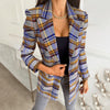 Spring Autumn Notched Collar Plaid Blazers Casual Pockets Long Sleeve Coat Female Outerwear 2023 Korean Loose Jackets