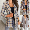 Spring Autumn Notched Collar Plaid Blazers Casual Pockets Long Sleeve Coat Female Outerwear 2023 Korean Loose Jackets