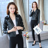 Spring Autumn PU Leather Coat Women Blazer Long Sleeve Lapel Zipper Jacket Outerwear Short Clothes for Female Ladies New