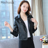 Spring Autumn PU Leather Coat Women Blazer Long Sleeve Lapel Zipper Jacket Outerwear Short Clothes for Female Ladies New