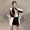 Spring Autumn Patchwork Women's Jacket Black White Asymmetric Casual Female Blazer Loose Office Ladies Work Suit Jackets