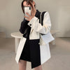 Spring Autumn Patchwork Women's Jacket Black White Asymmetric Casual Female Blazer Loose Office Ladies Work Suit Jackets