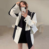 Spring Autumn Patchwork Women's Jacket Black White Asymmetric Casual Female Blazer Loose Office Ladies Work Suit Jackets