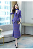 Spring Autumn Plaid Belt Blazers Sets V Neck Jacket & Pencil Skirt Vintage 2 Pieces Skirt Suits Female Office Ladies Blazer Suit