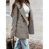 Spring Autumn Plaid Blazer Women Vintage Tweed Suits Office Ladies Chic Slim Double Breasted Jackets Female Outerwear Tops