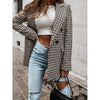 Spring Autumn Plaid Blazer Women Vintage Tweed Suits Office Ladies Chic Slim Double Breasted Jackets Female Outerwear Tops