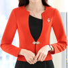 Spring Autumn Slim Work Wear Short Blazers Women Coat Tops  Formal Long Sleeve V Neck Jackets Office Ladies Plus Size Outwear