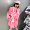 Spring Autumn Sweet Pink Blazer Women's Loose Bow Slim Suit Female Mid-Length
