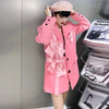 Spring Autumn Sweet Pink Blazer Women's Loose Bow Slim Suit Female Mid-Length