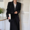 Spring Autumn Vintage Blazer Two Piece Set Women Skirt Suits Double Breasted Blazers Coat + High Waist Long Pleated Skirts