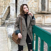 Spring  Autumn Vintage Double Breasted Office Ladies Plaid Blazer Long Sleeve Loose Retro Suits Coat Jacket Women  Female