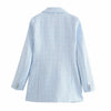Spring Autumn Vintage Women's Blazer Double Breasted Plaid Office Lady Notched Collar Slim Suit Jacket Casual Coat Female