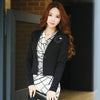 Spring Autumn Women Blazer White Mesh Bordered Ruffled Slim Single Button Short Blazer Long Sleeve Jacket Coat Outwear C91591