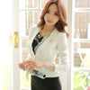Spring Autumn Women Blazer White Mesh Bordered Ruffled Slim Single Button Short Blazer Long Sleeve Jacket Coat Outwear C91591