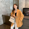 Spring Autumn Women Blazers Jacket Office Ladies Korean Elegant 2023 Orange Yellow Casual Loose Single Breasted Female Blazer