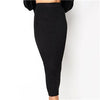 Spring Autumn Women Bodycon Long Skirt Casual Knitted Slim Bag Hip Skirt Sexy Black White High Waist Party Pencil Skirts