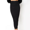 Spring Autumn Women Bodycon Long Skirt Casual Knitted Slim Bag Hip Skirt Sexy Black White High Waist Party Pencil Skirts