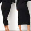Spring Autumn Women Bodycon Long Skirt Casual Knitted Slim Bag Hip Skirt Sexy Black White High Waist Party Pencil Skirts