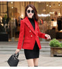 Spring Autumn Women High Qulity fashion Black Double breasted Woolen Blazer Women Slim Long Sleeve Female Suit Coat Outerwear T