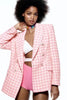 Spring Autumn Women Office Jacket Ornate Button Tweed Woolen Coats Female Casual Pink Thick Blazers Outerwear Clothing