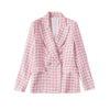 Spring Autumn Women Office Jacket Ornate Button Tweed Woolen Coats Female Casual Pink Thick Blazers Outerwear Clothing