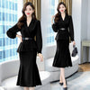 Spring Autumn Women Office Lady Outfits Femenino Belt Blazer Jacket Coat + Pencil Skirt Suits 2 Piece Set Female Vintage Sets