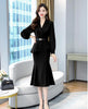 Spring Autumn Women Office Lady Outfits Femenino Belt Blazer Jacket Coat + Pencil Skirt Suits 2 Piece Set Female Vintage Sets