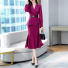Spring Autumn Women Office Lady Outfits Femenino Belt Blazer Jacket Coat + Pencil Skirt Suits 2 Piece Set Female Vintage Sets