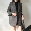 Spring  Autumn Women Plaid Blazers Double Breasted  Jackets Work Office Lady Suit Slim Business Female