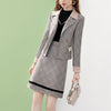 Spring Autumn Women Profession Clothing Korean Office Lady Graceful Slim Plaid Blazer Skirt Outfits Suit Jacket Female