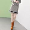 Spring Autumn Women Profession Clothing Korean Office Lady Graceful Slim Plaid Blazer Skirt Outfits Suit Jacket Female