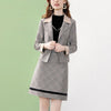 Spring Autumn Women Profession Clothing Korean Office Lady Graceful Slim Plaid Blazer Skirt Outfits Suit Jacket Female