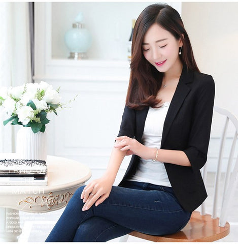 Spring Autumn Women Slim Blazer Coat 2022 New Fashion Casual Jacket Long Sleeve One Button Suit Ladies Blazers Work Wear L1008