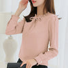 Spring Autumn Women Tops Long Sleeve Blouses Casual Chiffon Blouse Office Lady Work Wear Solid Color White Shirts Plus Size