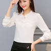 Spring Autumn Women Tops Long Sleeve Blouses Casual Chiffon Blouse Office Lady Work Wear Solid Color White Shirts Plus Size