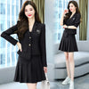 Spring Autumn Women Two Piece Set Long Sleeve Short Blazer And High Waist Pleated Mini Skirts Suit Female Causal Lady Outfit