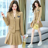 Spring Autumn Women Two Piece Set Long Sleeve Short Blazer And High Waist Pleated Mini Skirts Suit Female Causal Lady Outfit