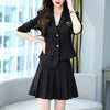 Spring Autumn Women Two Piece Set Long Sleeve Short Blazer And High Waist Pleated Mini Skirts Suit Female Causal Lady Outfit