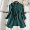 Spring Autumn Women's Clothing Dark Green Blazer Ladies Tops Single Button Thin Suit Jacket Coat Casual Female Outerwear 3XL