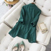 Spring Autumn Women's Clothing Dark Green Blazer Ladies Tops Single Button Thin Suit Jacket Coat Casual Female Outerwear 3XL