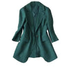 Spring Autumn Women's Clothing Dark Green Blazer Ladies Tops Single Button Thin Suit Jacket Coat Casual Female Outerwear 3XL