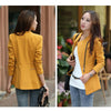Spring Autumn Women 's Long sleeve Blazers Zipper Slim Candy-Color jackets Suit For ladies Office Tops